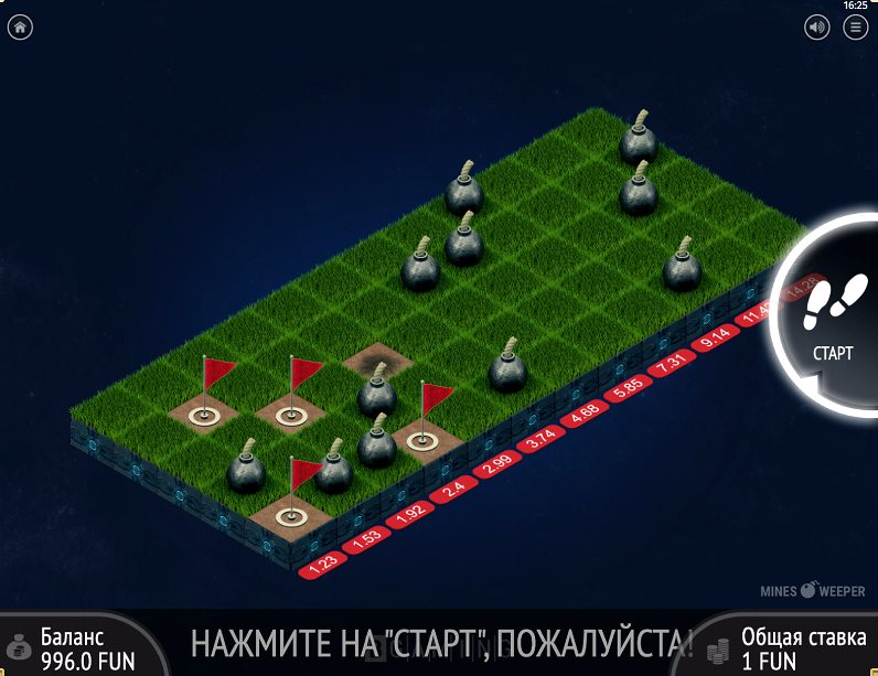 Геймплей слота Minesweeper